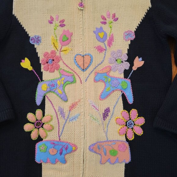 Storybook Knits Cardigan Embroidered Folk Lore Garden Full Zip‎ M - Picture 7 of 9